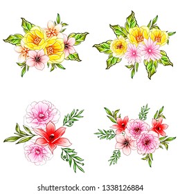 Flowers set. Collection of floral elements