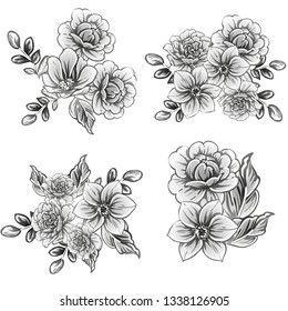 Flowers set. Collection of floral elements