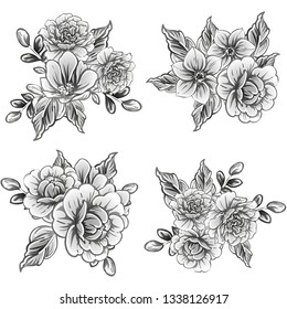 Flowers set. Collection of floral elements