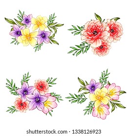 Flowers set. Collection of floral elements