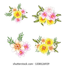 Flowers set. Collection of floral elements