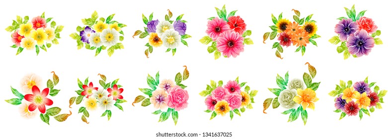 Flowers set. Collection of floral elements