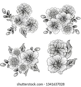 Flowers set. Collection of floral elements