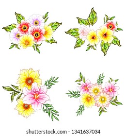 Flowers set. Collection of floral elements