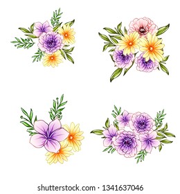 Flowers set. Collection of floral elements
