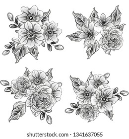 Flowers set. Collection of floral elements