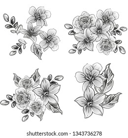 Flowers set. Collection of floral elements
