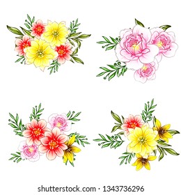 Flowers set. Collection of floral elements