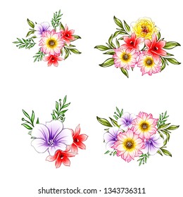Flowers set. Collection of floral elements