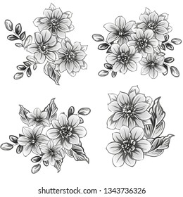Flowers set. Collection of floral elements