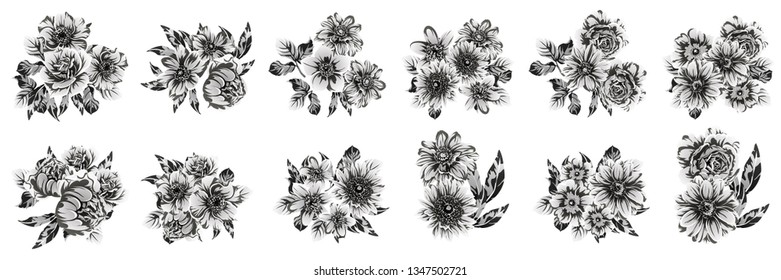 Flowers set. Collection of floral elements