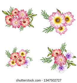 Flowers set. Collection of floral elements