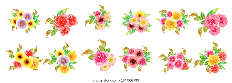 Flowers set. Collection of floral elements