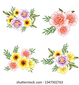 Flowers set. Collection of floral elements