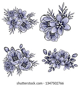 Flowers set. Collection of floral elements