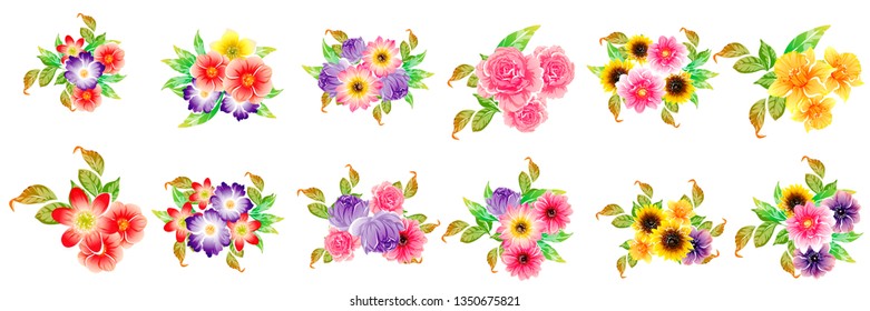 Flowers set. Collection of floral elements