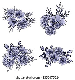 Flowers set. Collection of floral elements