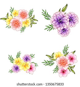 Flowers set. Collection of floral elements