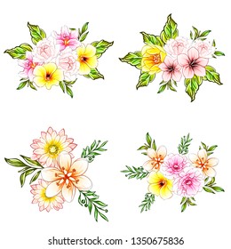 Flowers set. Collection of floral elements