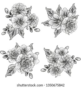 Flowers set. Collection of floral elements