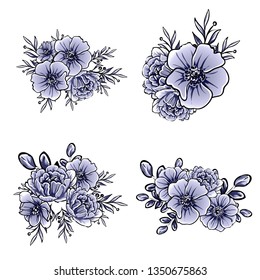 Flowers set. Collection of floral elements