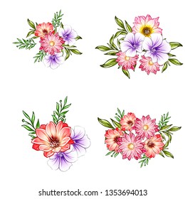 Flowers set. Collection of floral elements