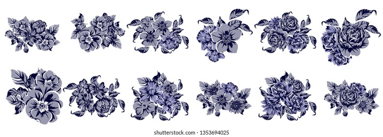 Flowers set. Collection of floral elements