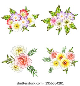 Flowers set. Collection of floral elements