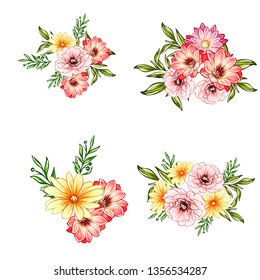 Flowers set. Collection of floral elements