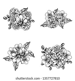 Flowers set. Collection of floral elements