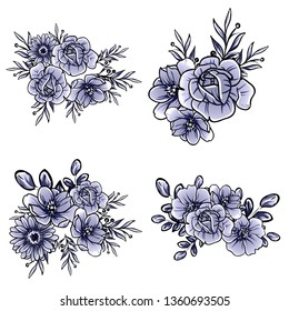 Flowers set. Collection of floral elements