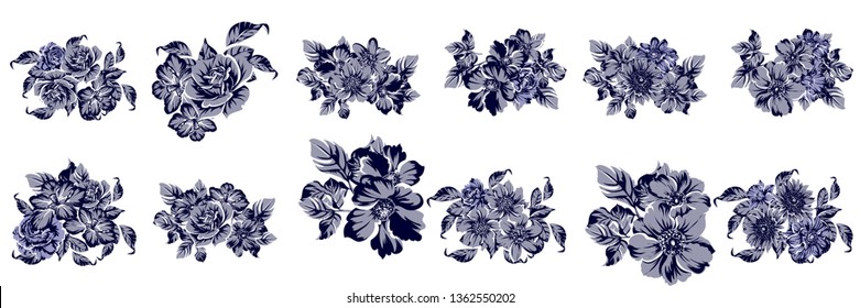 Flowers set. Collection of floral elements