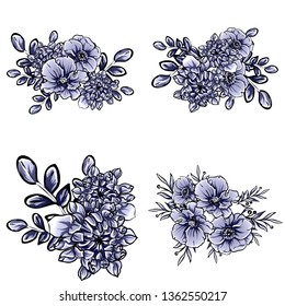 Flowers set. Collection of floral elements