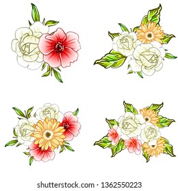 Flowers set. Collection of floral elements