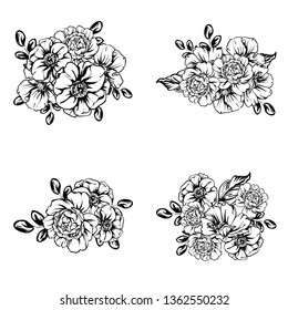 Flowers set. Collection of floral elements