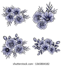 Flowers set. Collection of floral elements