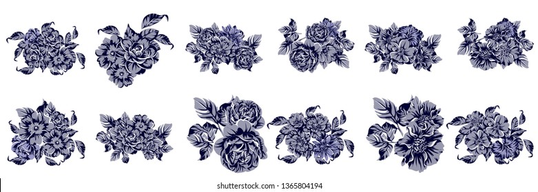 Flowers set. Collection of floral elements