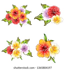 Flowers set. Collection of floral elements