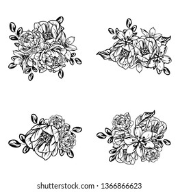 Flowers set. Collection of floral elements