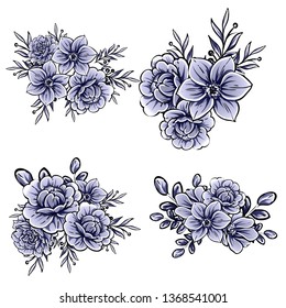 Flowers set. Collection of floral elements