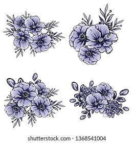 Flowers set. Collection of floral elements