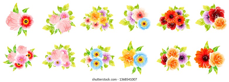 Flowers set. Collection of floral elements