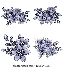 Flowers set. Collection of floral elements