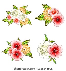Flowers set. Collection of floral elements