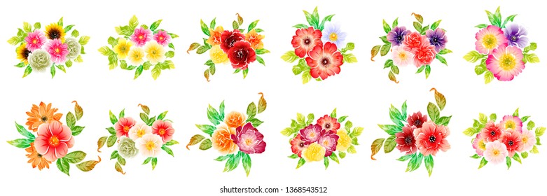 Flowers set. Collection of floral elements