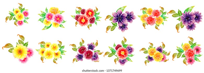 Flowers set. Collection of floral elements