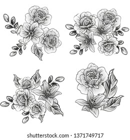 Flowers set. Collection of floral elements