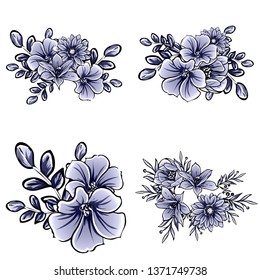 Flowers set. Collection of floral elements