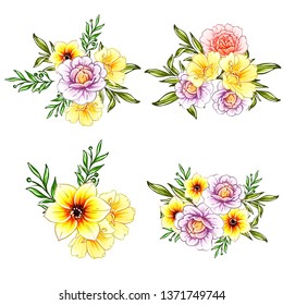 Flowers set. Collection of floral elements