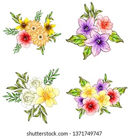Flowers set. Collection of floral elements